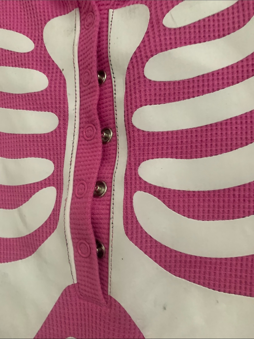 PINK Victoria's Secret Hot Pink Skeleton One-Piece Pajamas - Picture 3 of 5